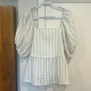 Madewell Balloon Sleeve Peplum Top - size 2X